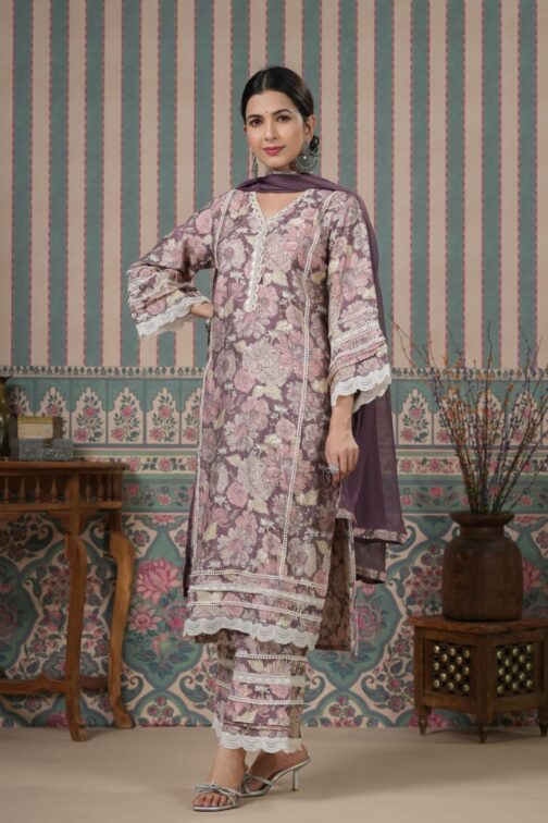 Muslin Printed Stitched Suit Set - Image 11