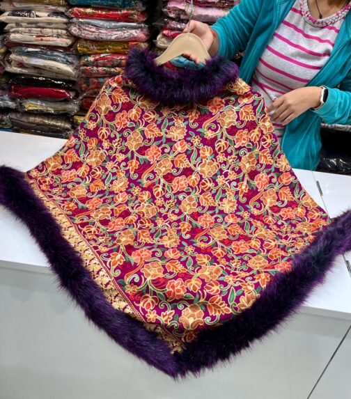 Women Winter Wear Woolen Stylish Poncho Kashmiri Embroidery