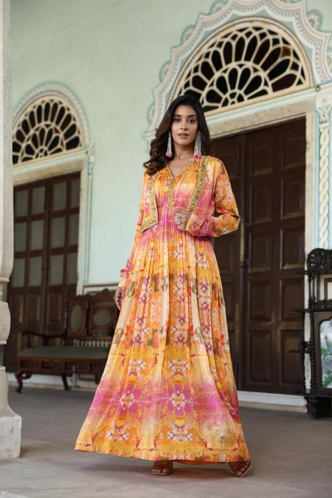 Beautiful Chinon Floor Length Anarkali