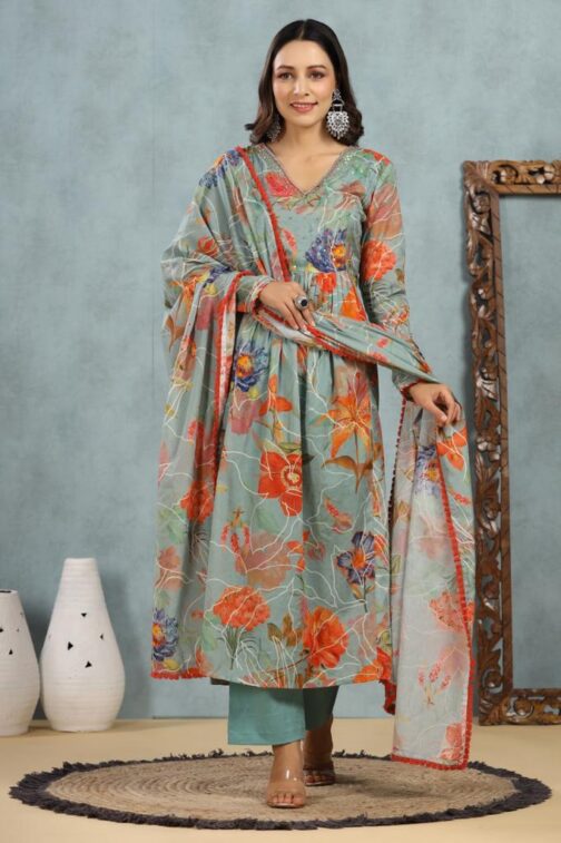 Beautiful Digital Print Flair Kurti - Image 6