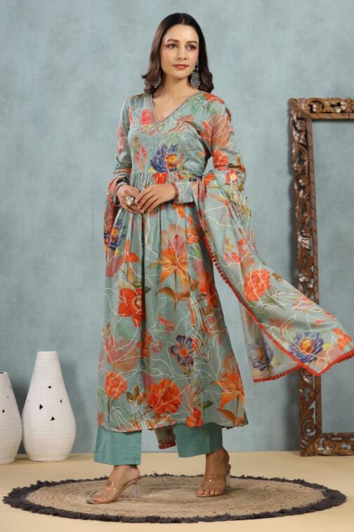 Beautiful Digital Print Flair Kurti - Image 2