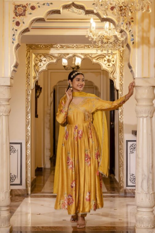 Digital Print Muslin Anarkali Kurti Set - Image 3