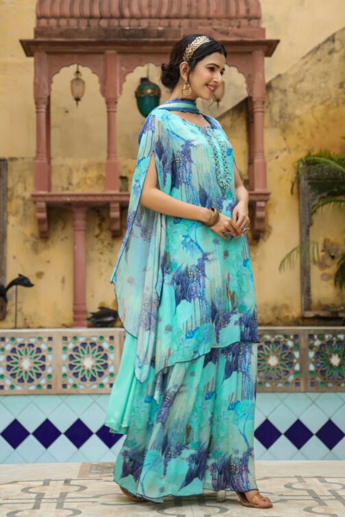 Designer Chinon Kurti Set - Image 4