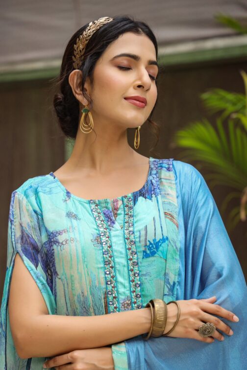 Designer Chinon Kurti Set - Image 5