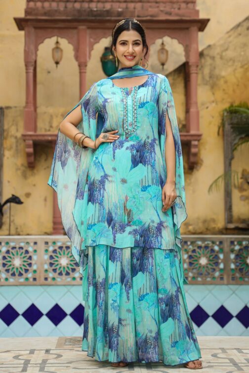 Designer Chinon Kurti Set - Image 3