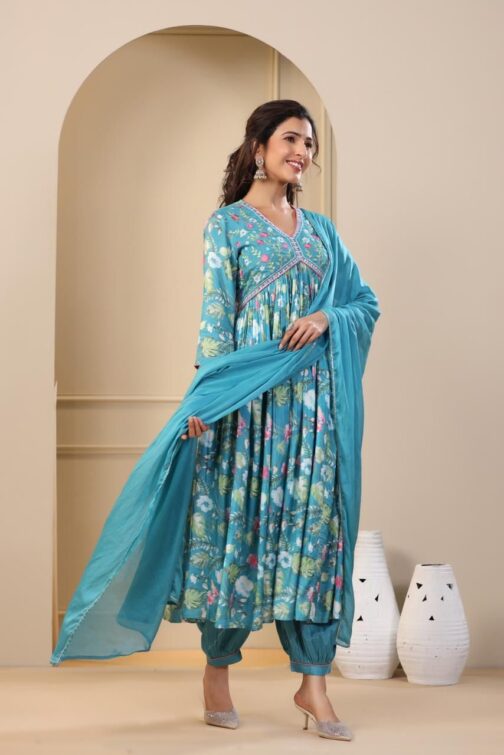 Designer Pure Muslin Alia Anarkali Set - Image 2