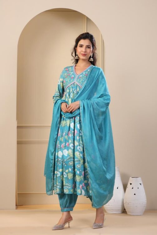 Designer Pure Muslin Alia Anarkali Set - Image 3