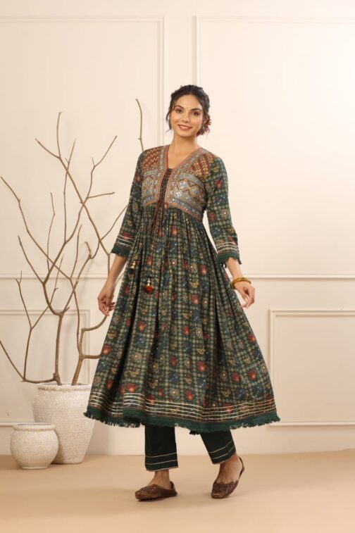 Beautiful Pure Muslin Anarkali Set - Image 2