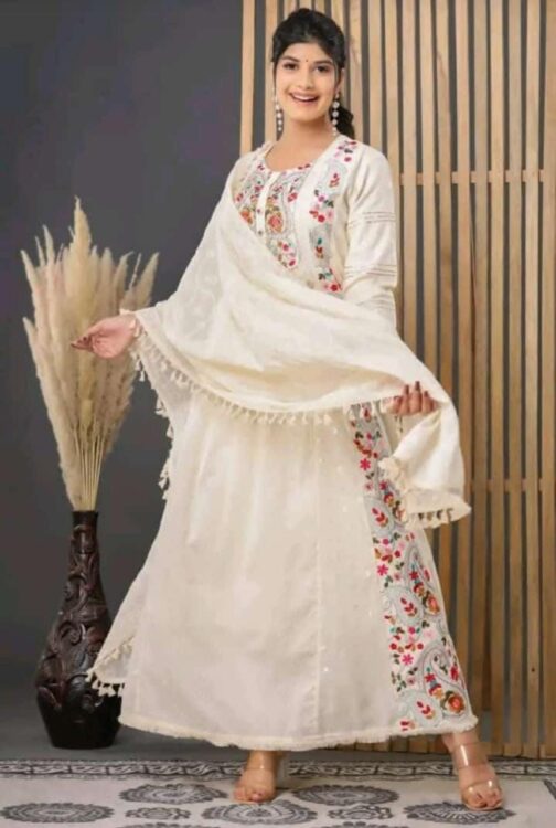 Designer Cotton Anarkali Kurti Set - Image 2