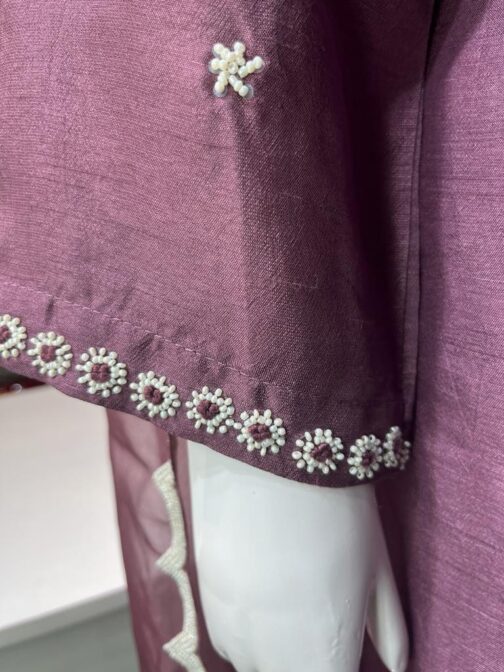 Beautiful Hand Embroidered Ready To Wear Silk Suit - Image 6