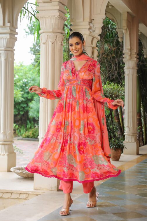 Chinon Anarkali Kurti Set