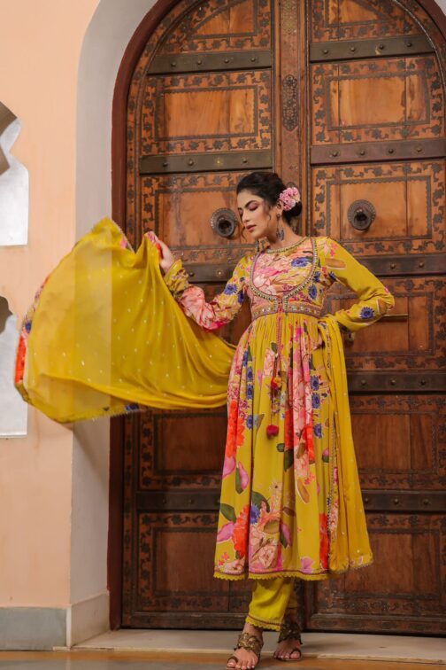 Designer Angrakha Anarkali Kurti Set - Image 3