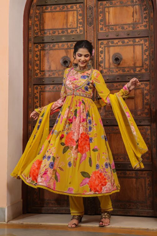 Designer Angrakha Anarkali Kurti Set