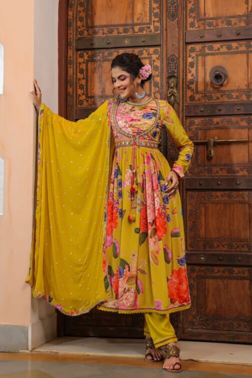 Designer Angrakha Anarkali Kurti Set - Image 2