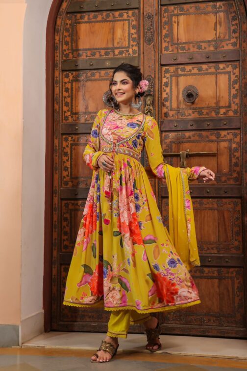 Designer Angrakha Anarkali Kurti Set - Image 4