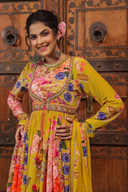 Designer Angrakha Anarkali Kurti Set - Image 5