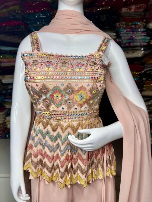 Designer Crop Top Dress With Dupatta - Image 5
