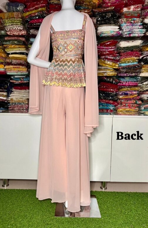 Designer Crop Top Dress With Dupatta - Image 3
