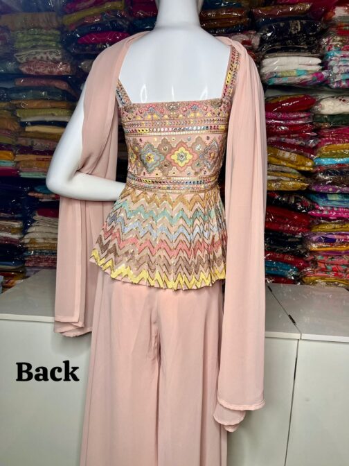 Designer Crop Top Dress With Dupatta - Image 4