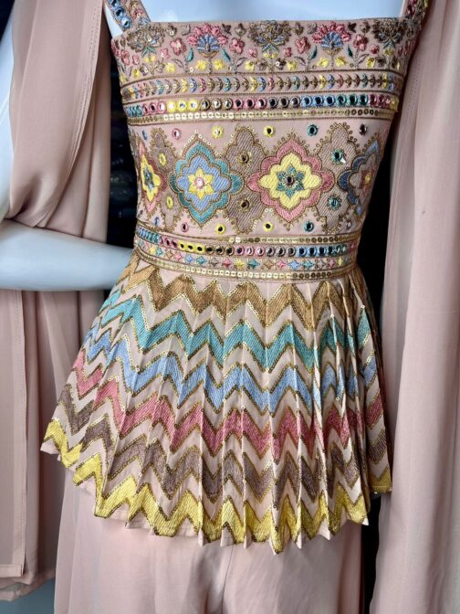 Designer Crop Top Dress With Dupatta - Image 6