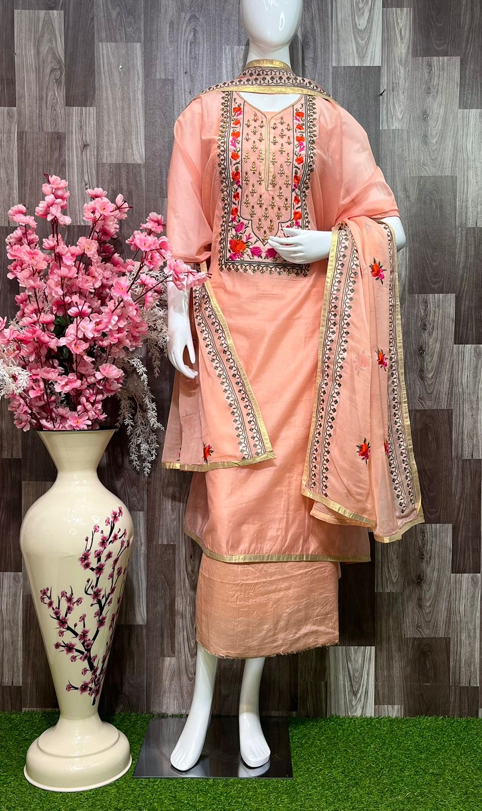 Beautiful Chanderi Suit With Embroidery