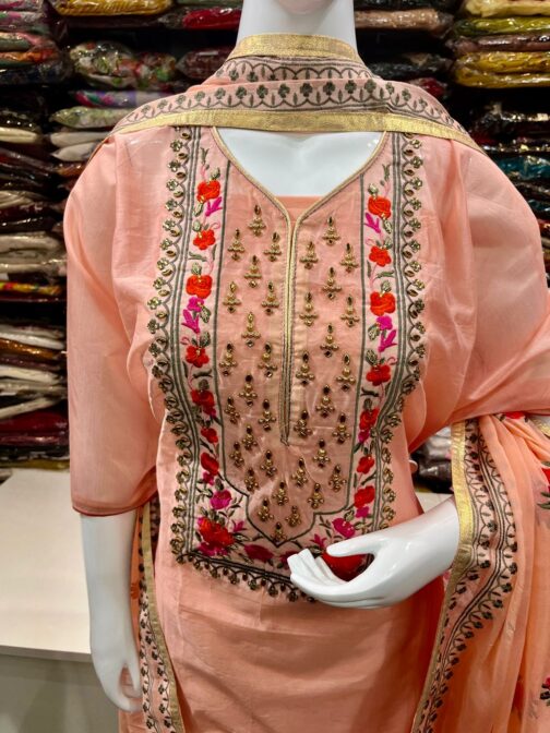 Beautiful Chanderi Suit With Embroidery - Image 3