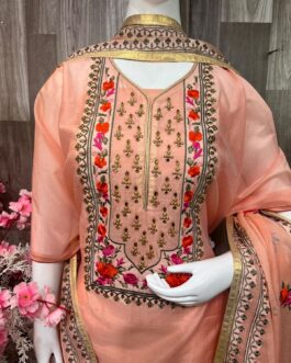 Beautiful Chanderi Suit With Embroidery