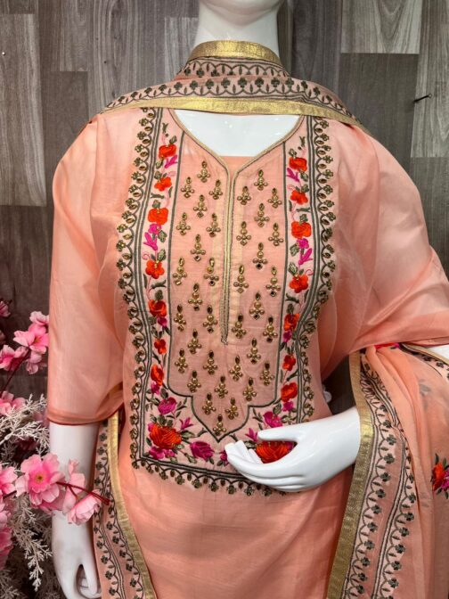 Beautiful Chanderi Suit With Embroidery - Image 2