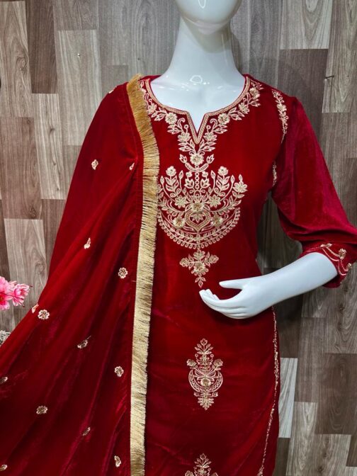 Beautiful Heavy Velvet Pakistani Suit - Image 5