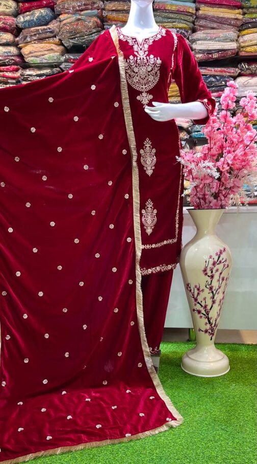 Beautiful Heavy Velvet Pakistani Suit - Image 2