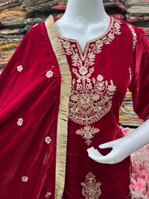 Beautiful Heavy Velvet Pakistani Suit - Image 6