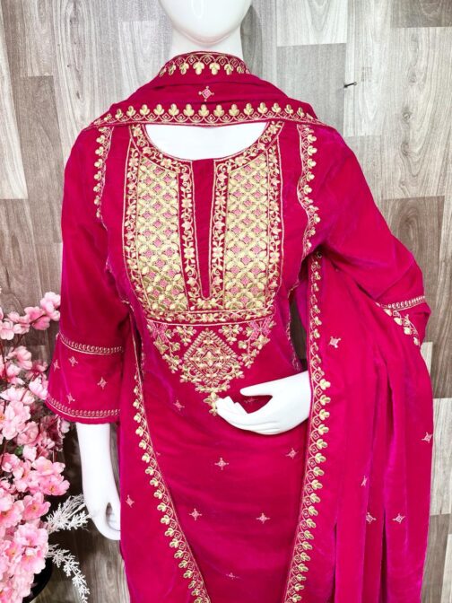 Beautiful Heavy Velvet Pakistani Suit - Image 5