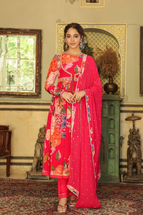 Designer Angrakha Anarkali Kurti Set - Image 4