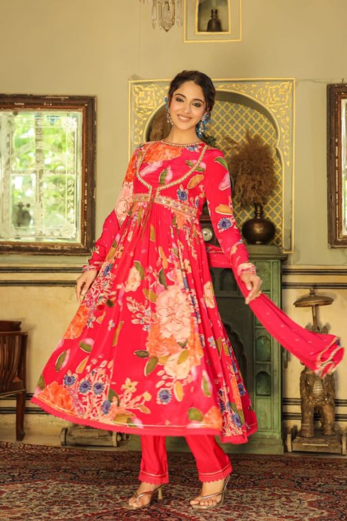 Designer Angrakha Anarkali Kurti Set - Image 2