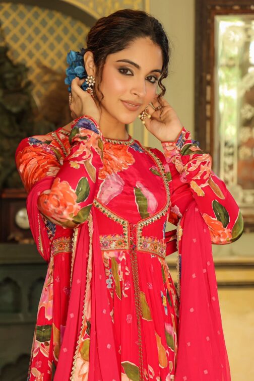 Designer Angrakha Anarkali Kurti Set - Image 5