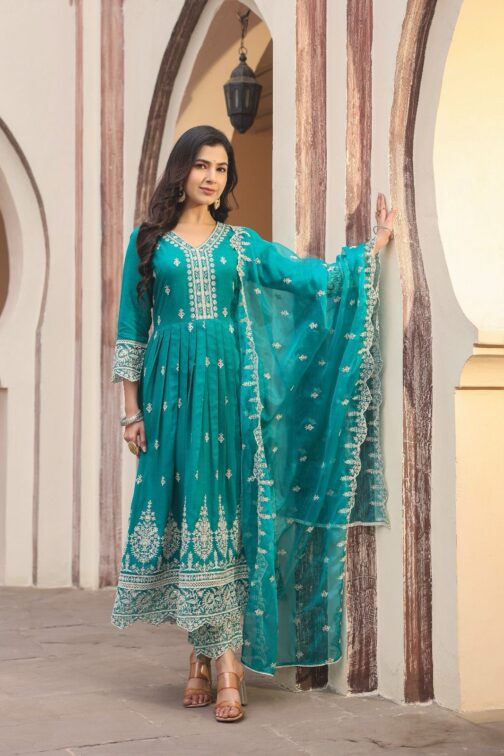 Designer Rayon Anarkali Kurti Set - Image 4