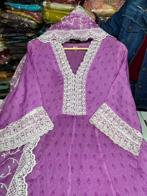 Designer Organza Anarkali Kurti Set - Image 4