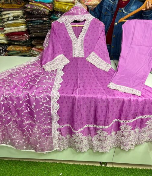 Designer Organza Anarkali Kurti Set