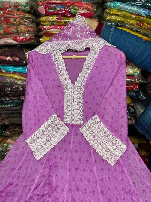 Designer Organza Anarkali Kurti Set - Image 3