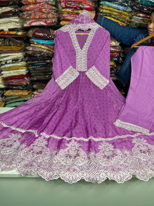 Designer Organza Anarkali Kurti Set - Image 2