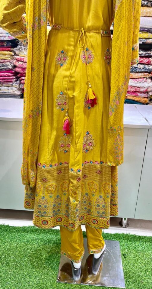 Designer Anarkali Kurti Set With Embroidery - Image 7