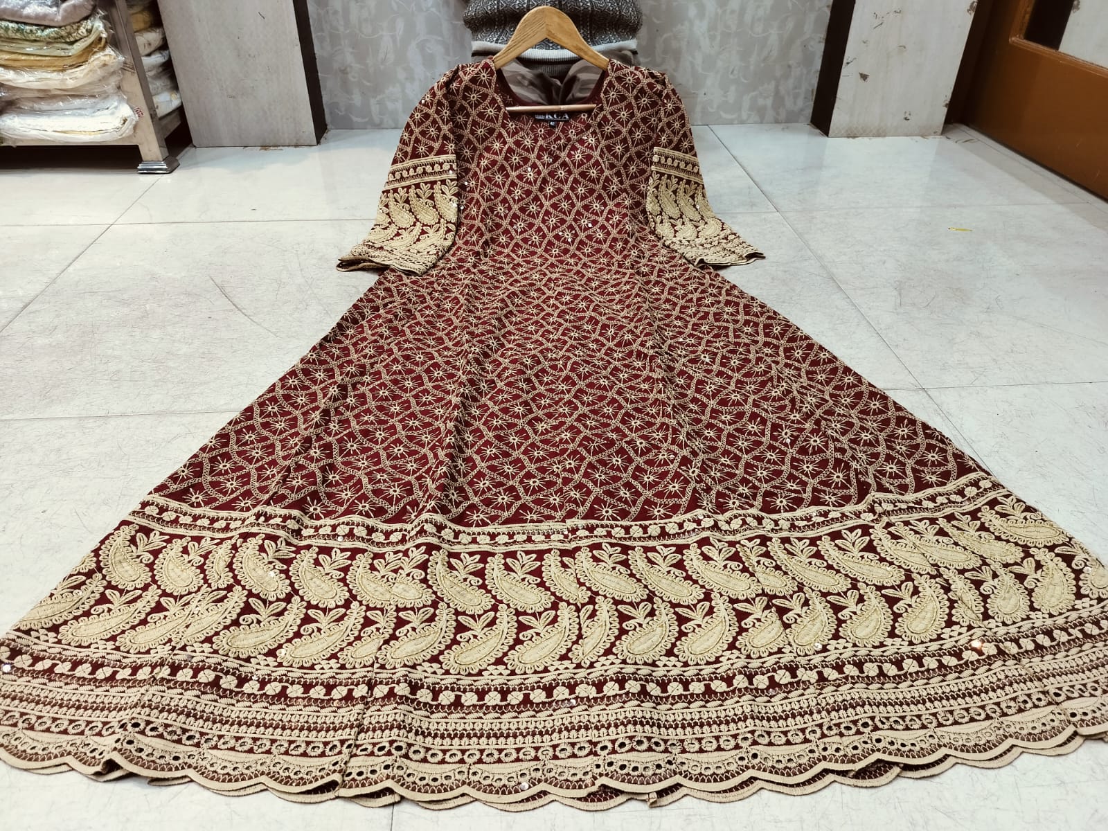 Chikankari Anarkali Gown