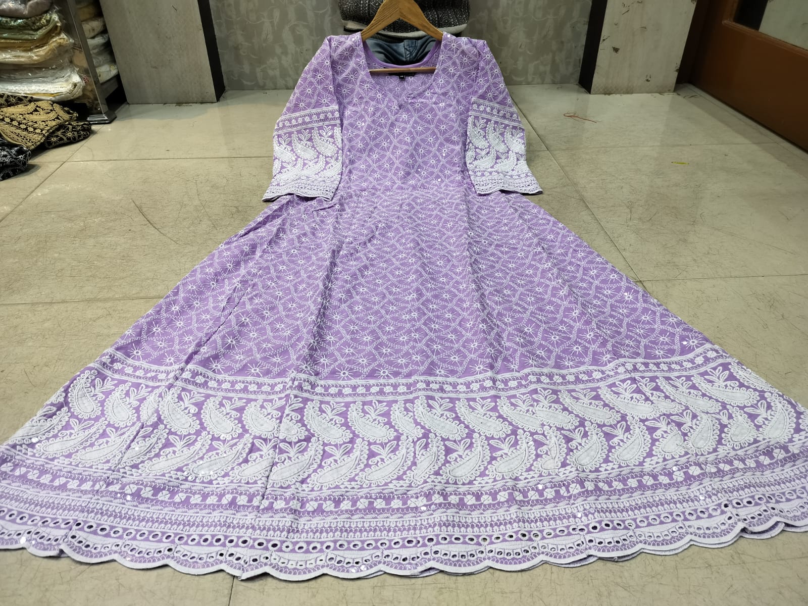 Chikankari Anarkali Gown