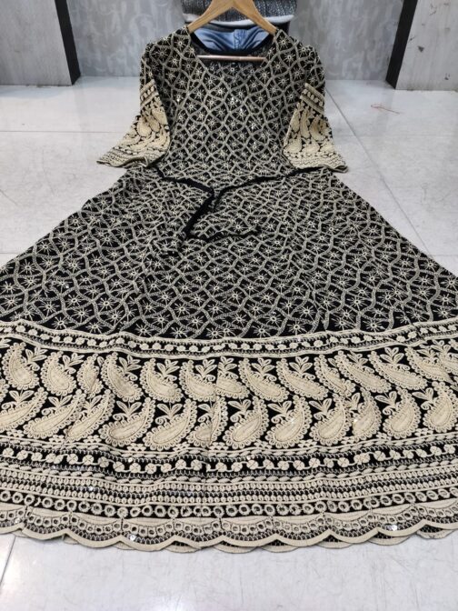 Chikankari Anarkali Gown - Image 4