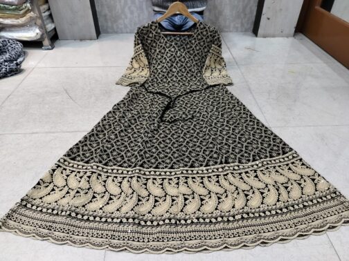 Chikankari Anarkali Gown