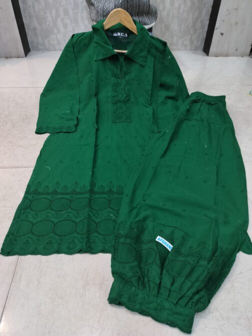 Chikankari Afghani Salwar Kurti Coord Set - Image 2