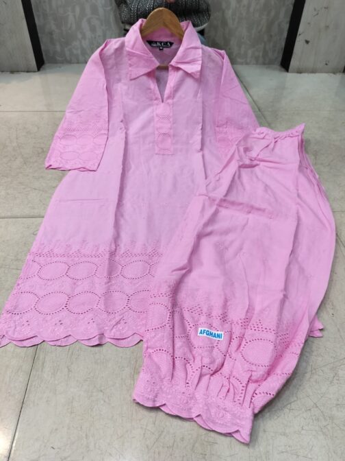 Chikankari Afghani Salwar Kurti Coord Set - Image 2