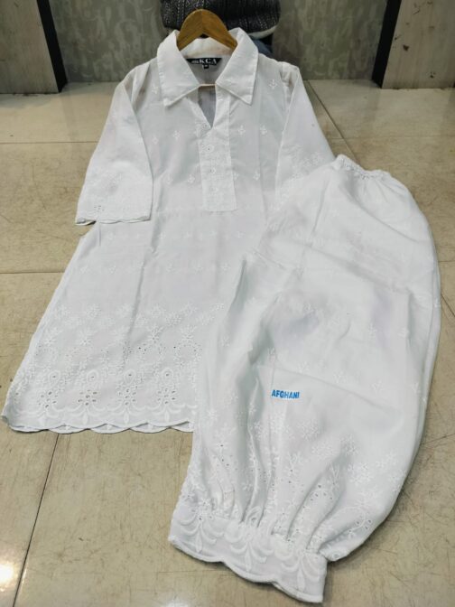 Chikankari Afghani Salwar Kurti Coord  Set - Image 2