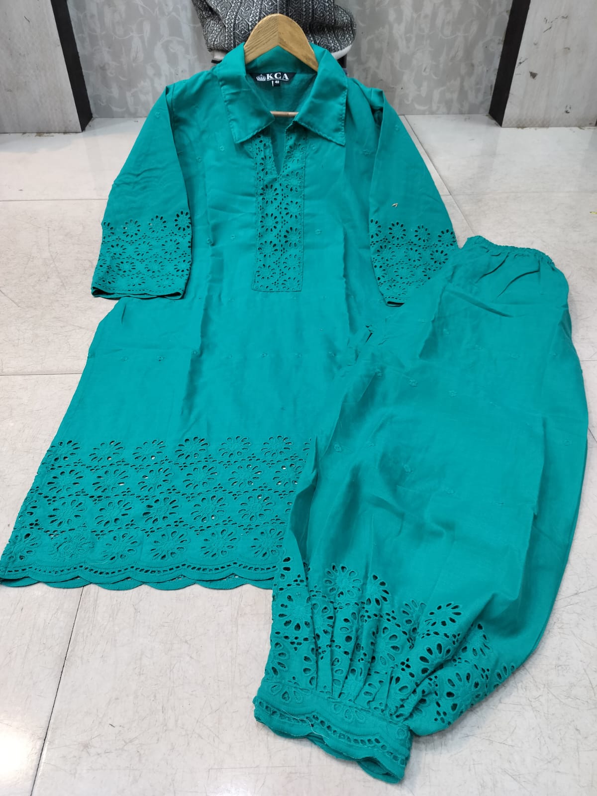 Chikankari Afghani Salwar Kurti Coord Set