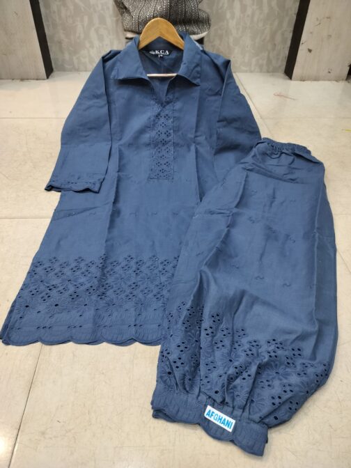 Chikankari Afghani Salwar Kurti Coord Set